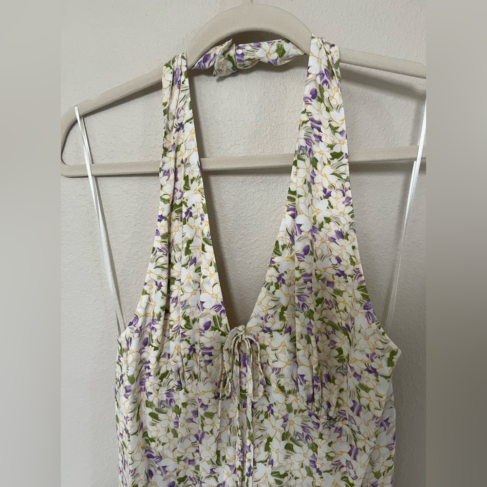 Maeve Sleeveless Halter Mini Dress Halter Floral Mini Anthropologie size M - Picture 11 of 11